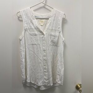 Anthropologie Maeve white tank top women’s size large